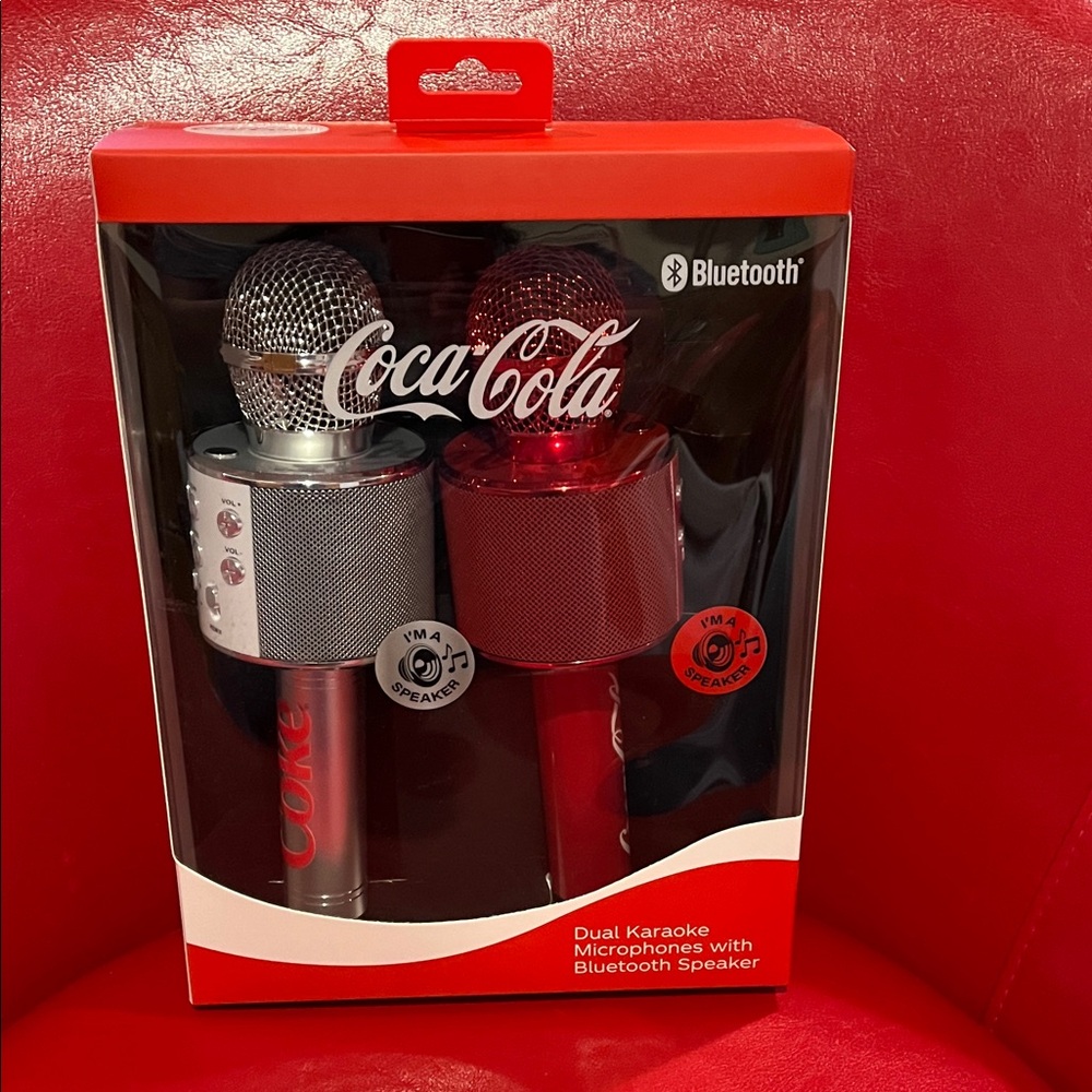 Coca Cola Bluetooth Karaoke Microphones - Red and Silver